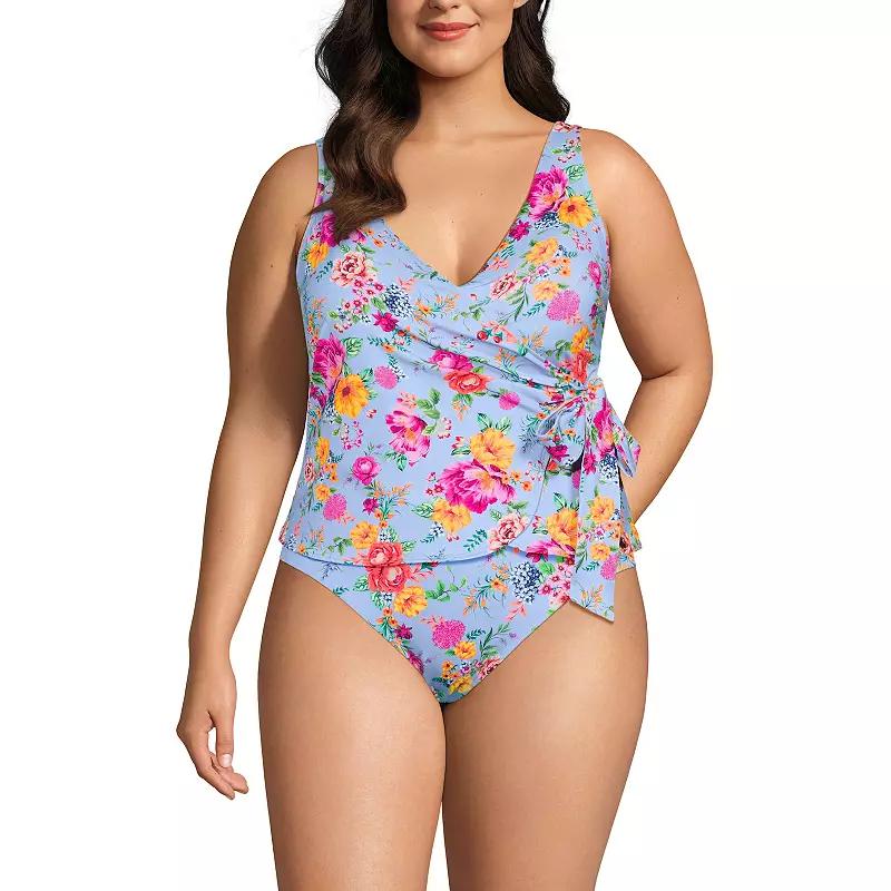 Plus Size Lands' End DD-Cup Side-Tie Tankini Top, Women's, Size: 22W Dd, Black Product Image