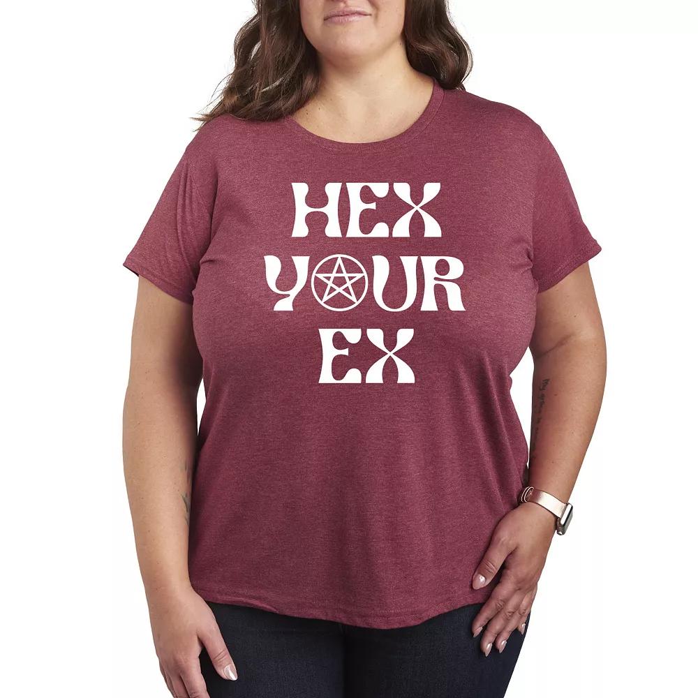 Plus Size Hex Your Ex Graphic Tee, Womens Grey Green Product Image