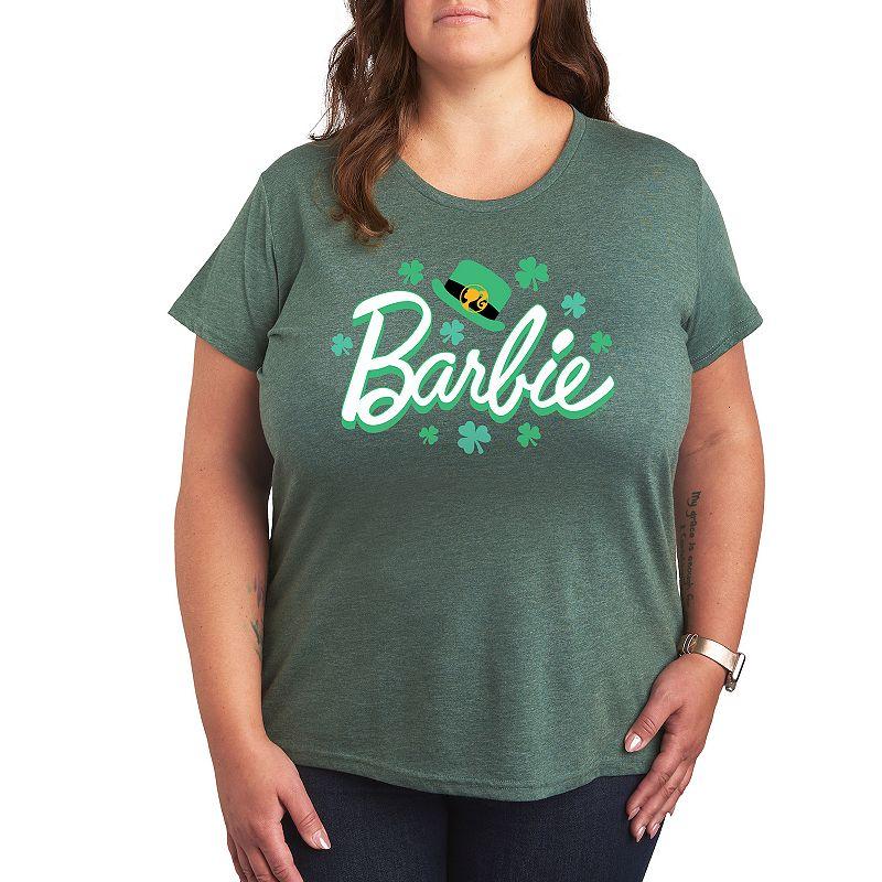 Plus Size Barbie Feb St. Paddys Logo Graphic Tee, Womens Heather Grey Product Image