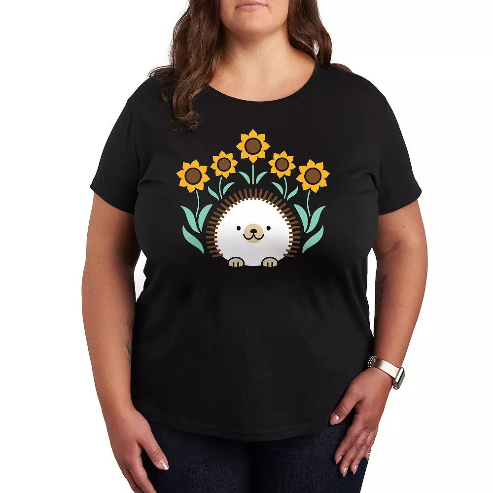 Plus Hedgehog And Sunflowers Graphic Tee, Women's,  Product Image