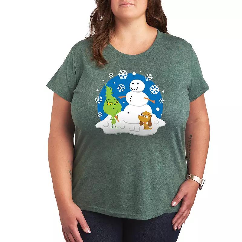 Plus Dr. Seuss The Grinch Building Snowman Graphic Tee, Women's,  Product Image
