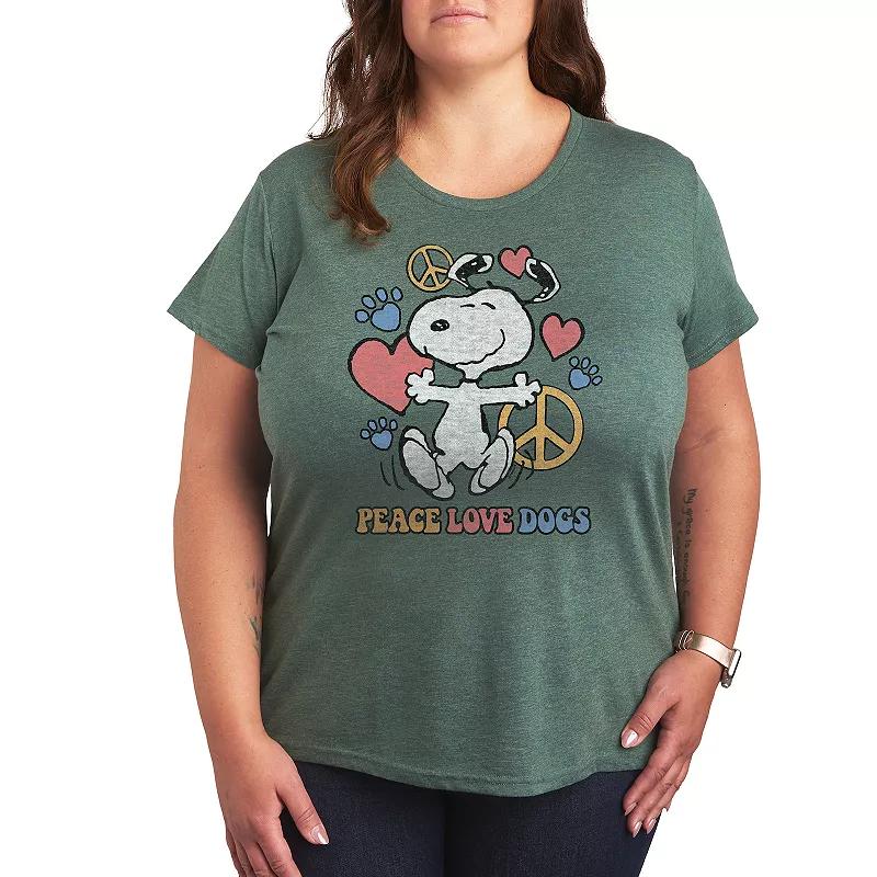 Plus Peanuts Snoopy Peace Love Dogs Graphic Tee, Women's,  Product Image