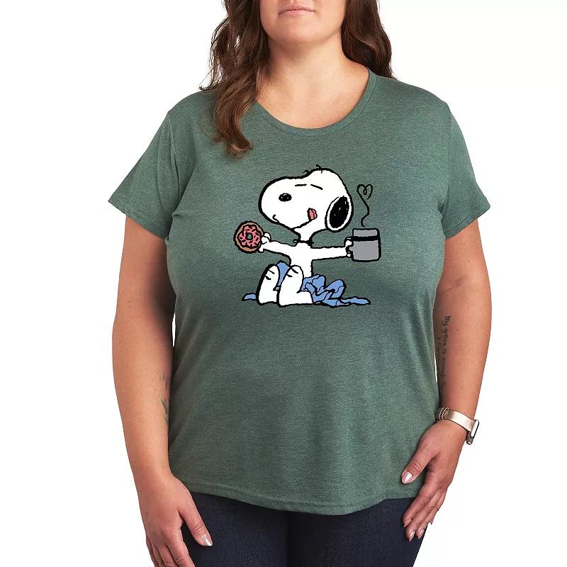 Plus Peanuts Donut Coffee Snoopy Graphic Tee, Women's,  Product Image