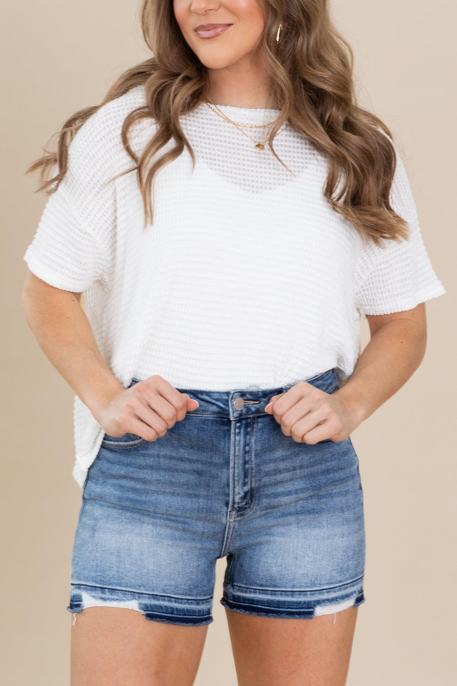 Risen Release Hem Lightly Distressed Shorts Product Image