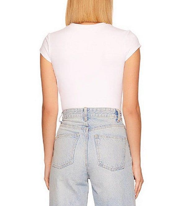 Susana Monaco Crew Neck Short Sleeve Fitted Signature Stretch Knit Tee Shirt Product Image