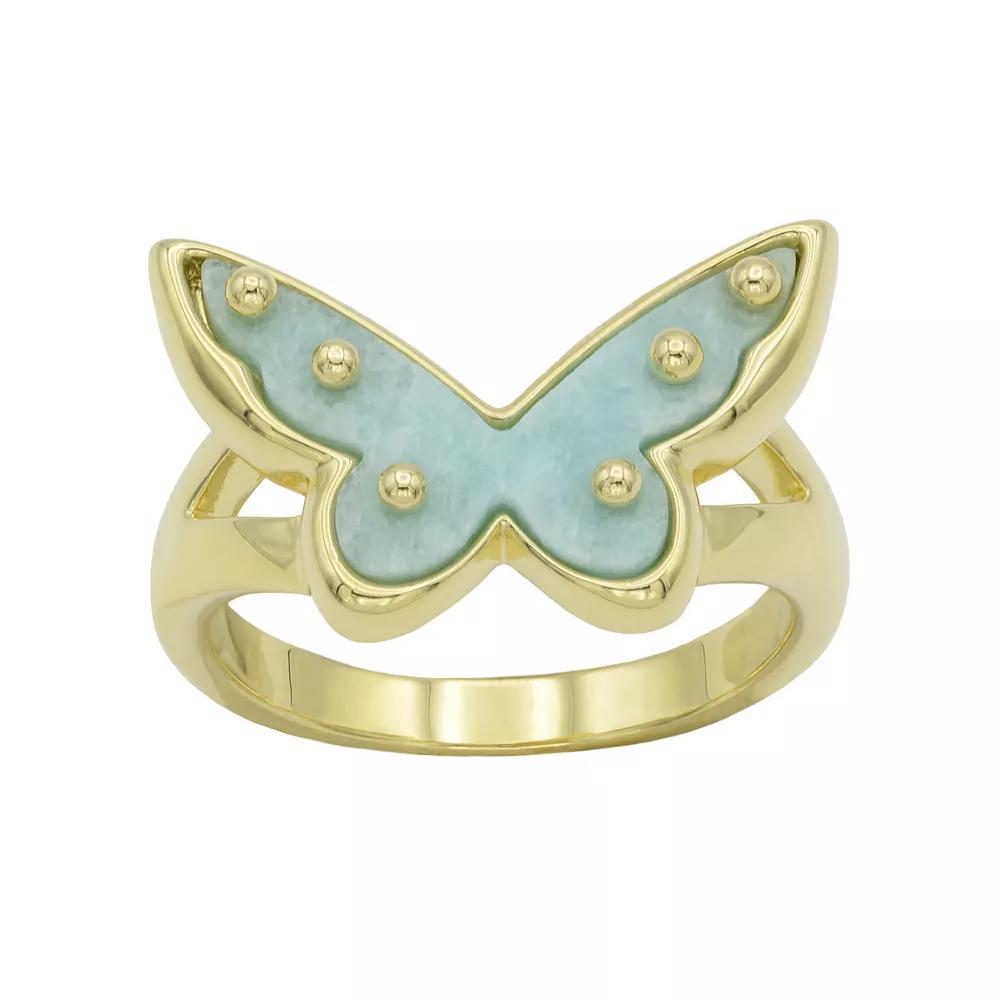 City Luxe Gold Tone Amazonite Butterfly Ring, Women's, Size: 9 Product Image