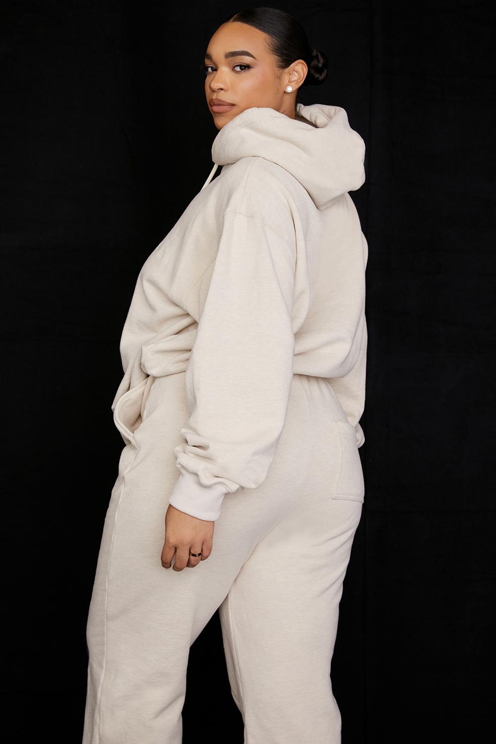 Halo  oatmeal cotton fleece-back oversized hoodie Product Image