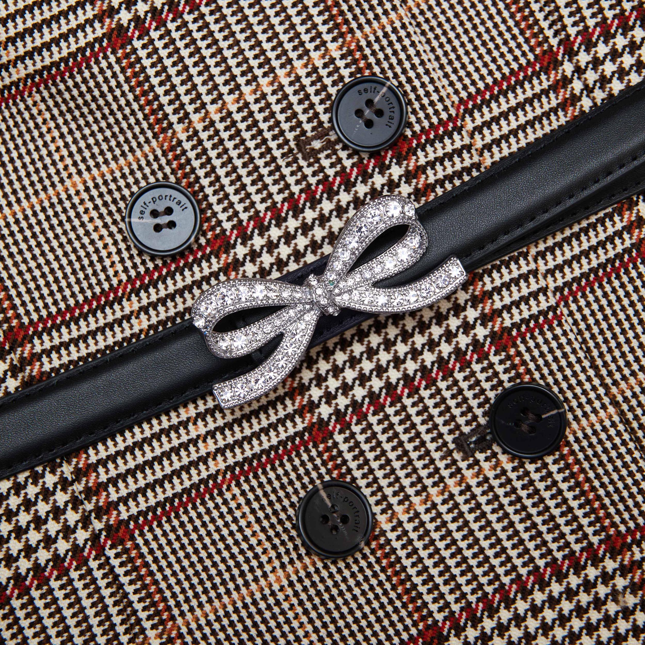 Brown Check Short Sleeve Mini Dress Product Image