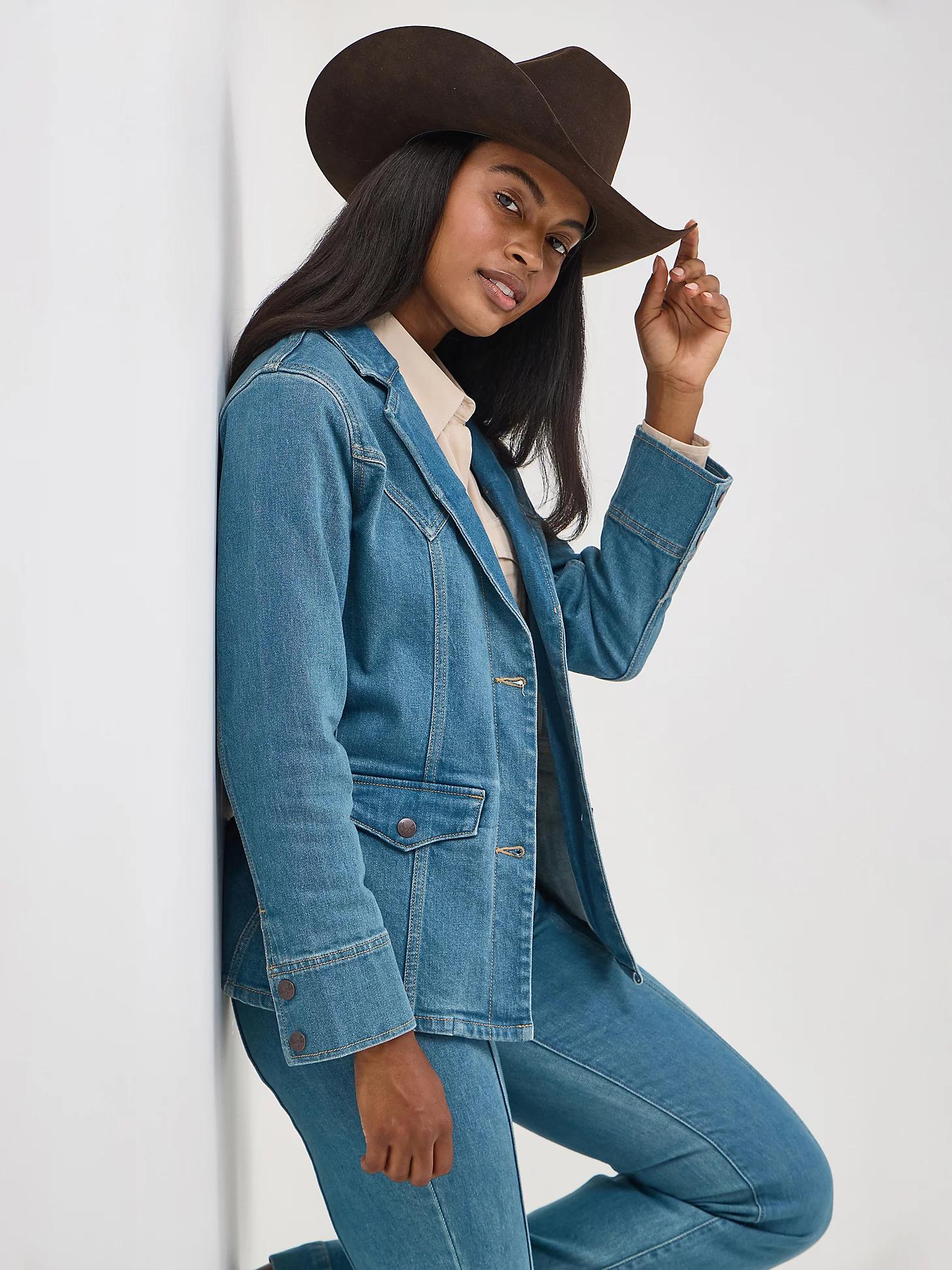 Women's Wrangler Denim Blazer in Light Denim Product Image