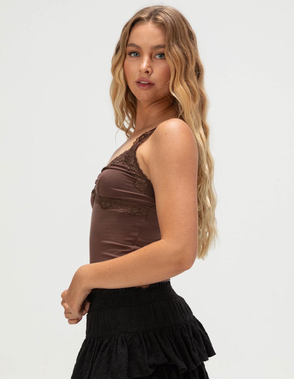 BDG Urban Outfitters Lace Trim Womens Cami - BROWN Product Image