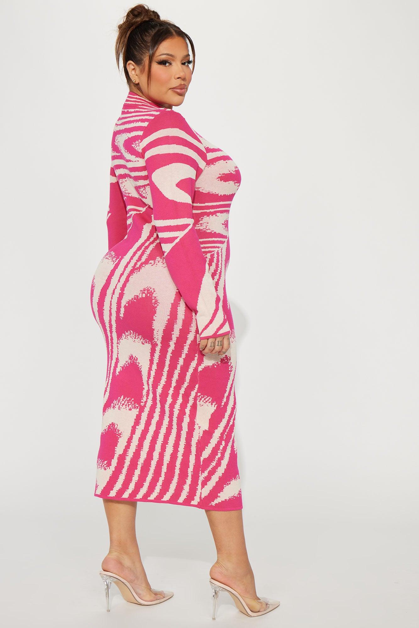 Daniella Sweater Midi Dress - Pink/combo Product Image