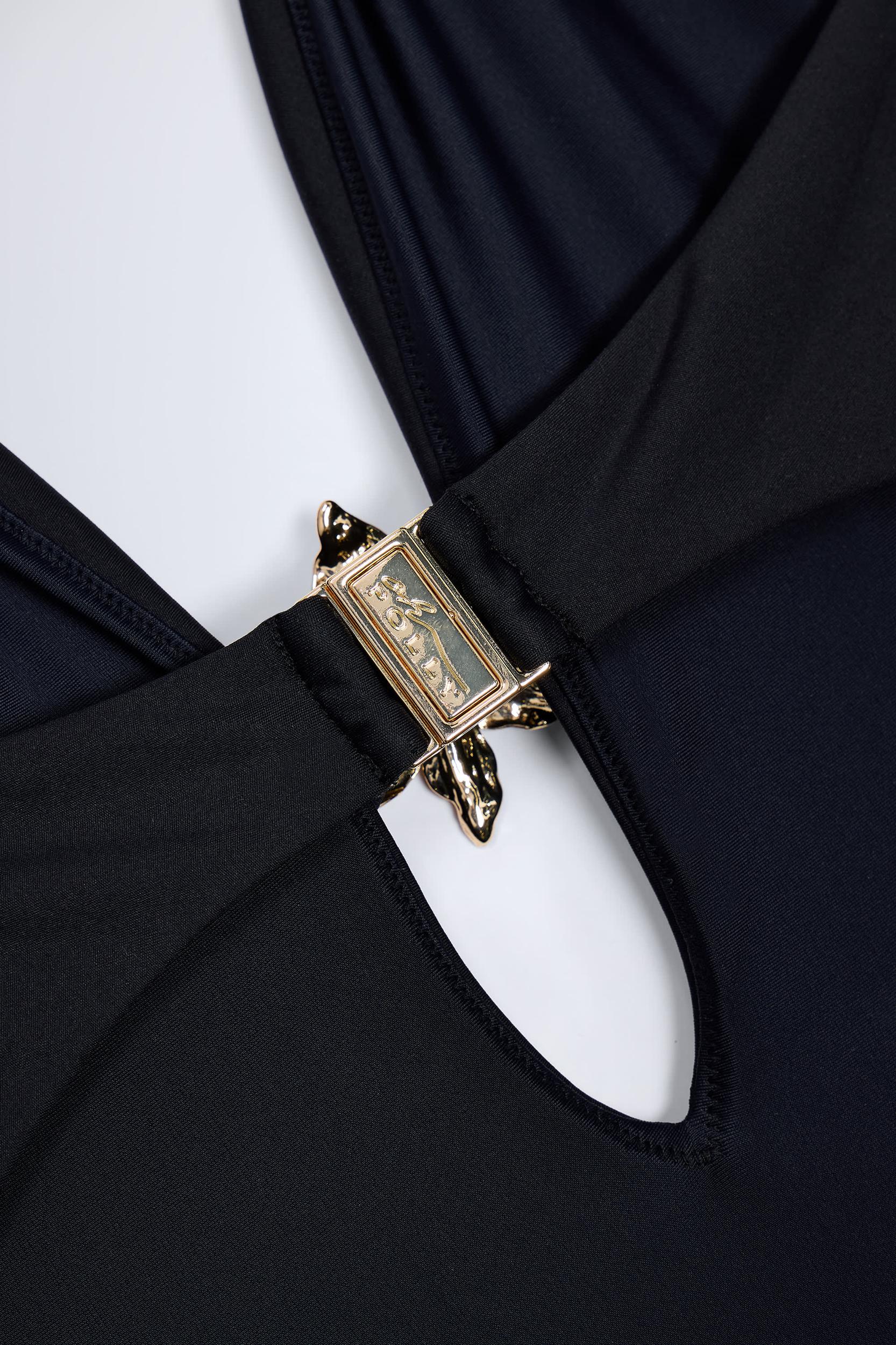 Cut-Out Hardware-Detail Swimsuit in Black Product Image