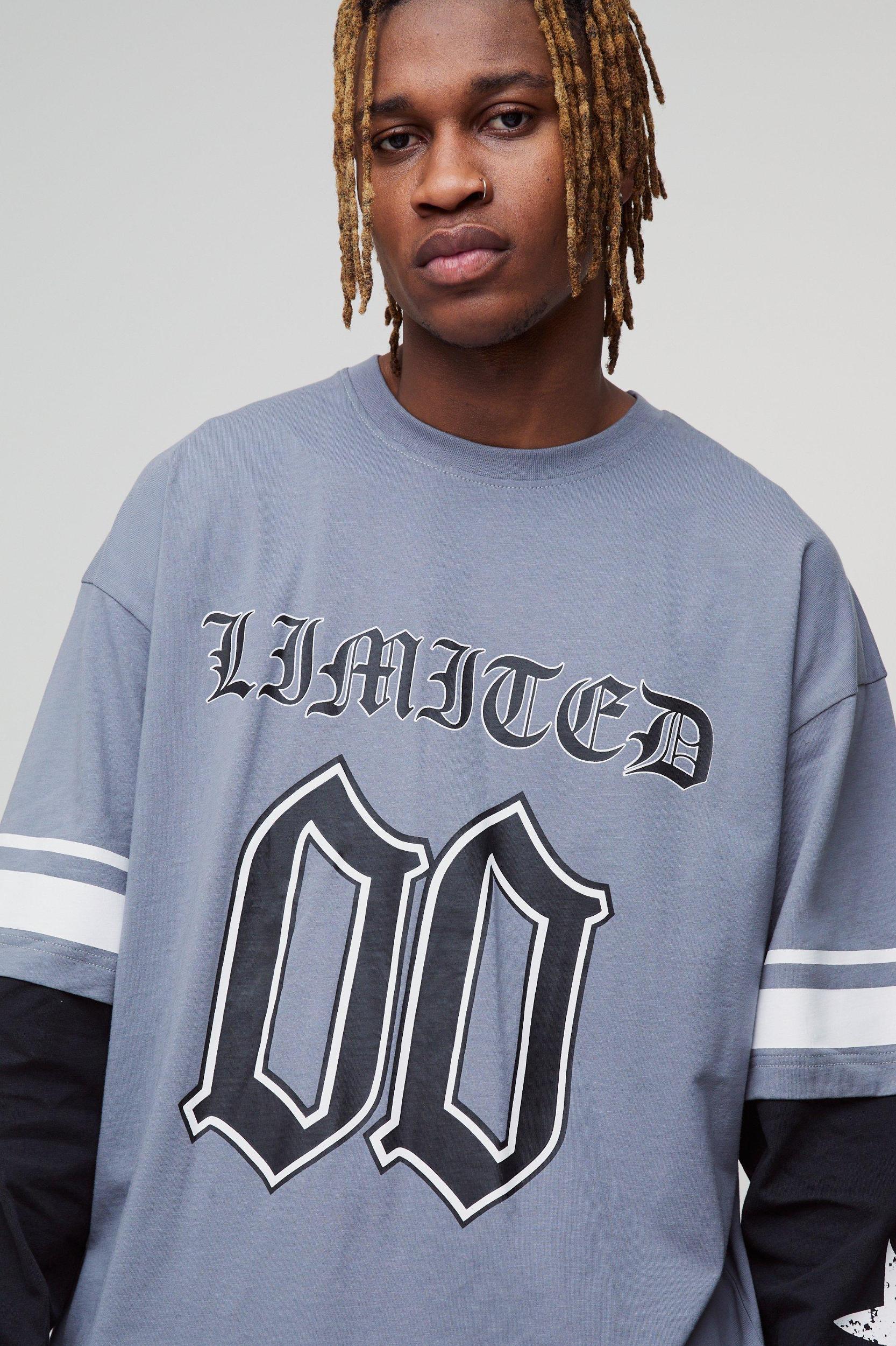 Tall Oversized Limited Print Faux Layer T-shirt | boohooMAN USA Product Image