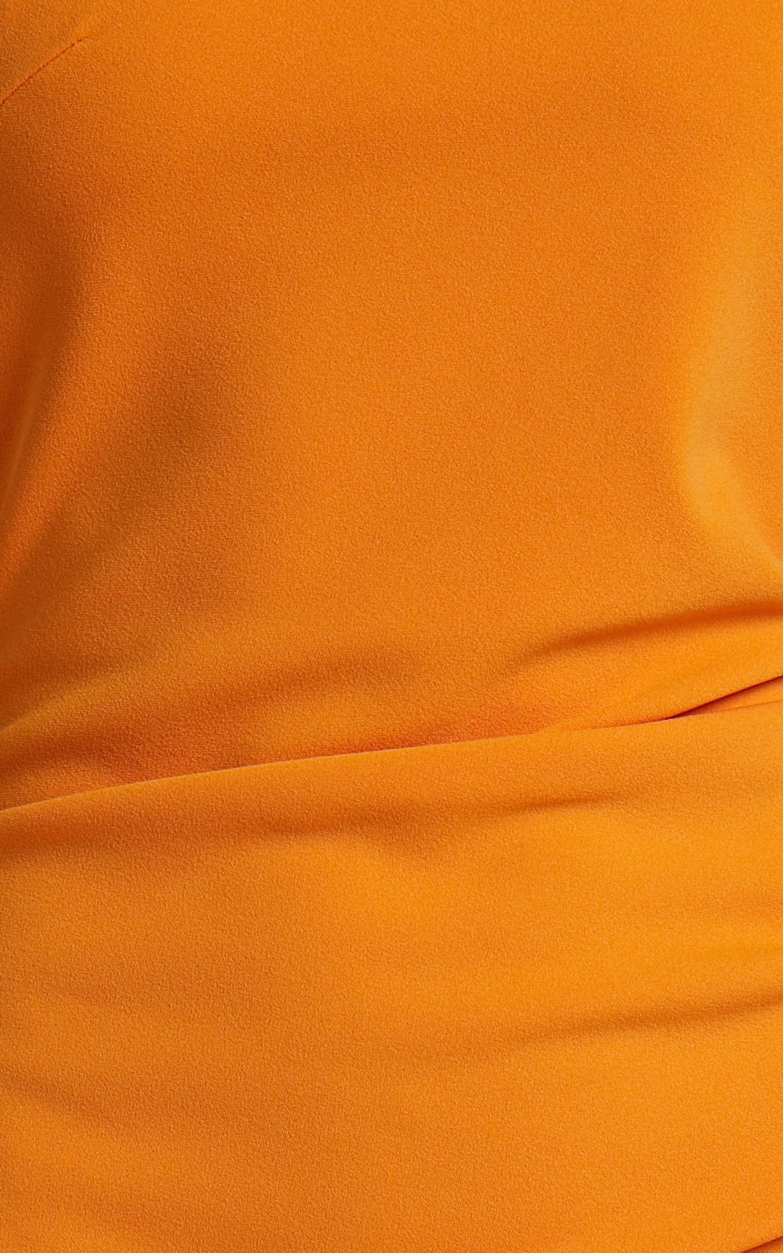 Monette Midi Dress - One Shoulder Straight Dress in Orange Product Image