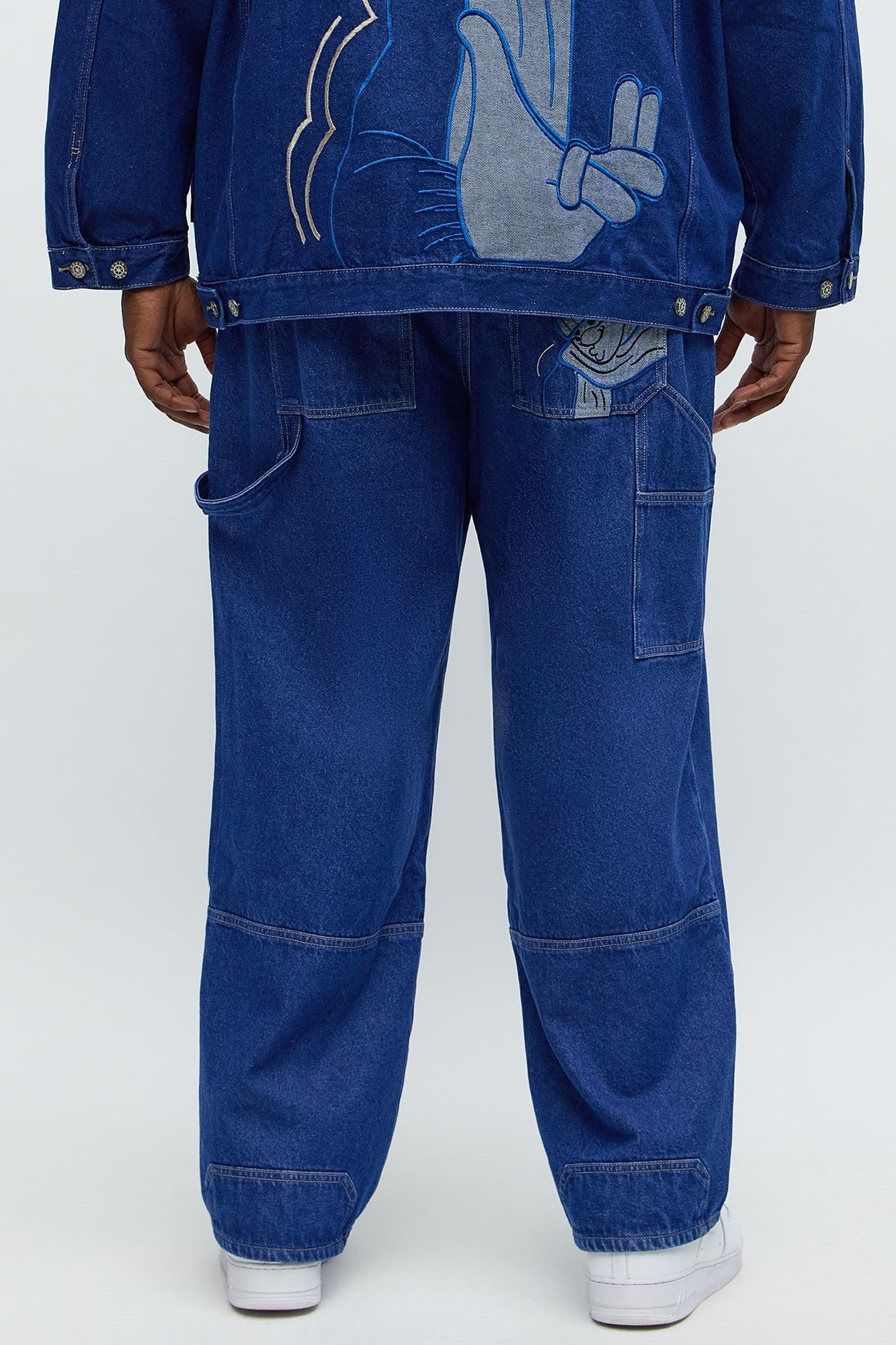 Southpole Baggy Contrast Stitch Back Hit Jeans - Blue Wash Male Product Image