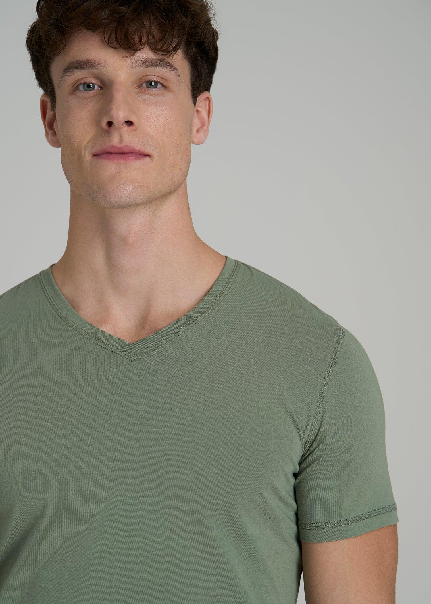 The Essential SLIM-FIT V-Neck Tee for Tall Men in Dark Seagrass Product Image