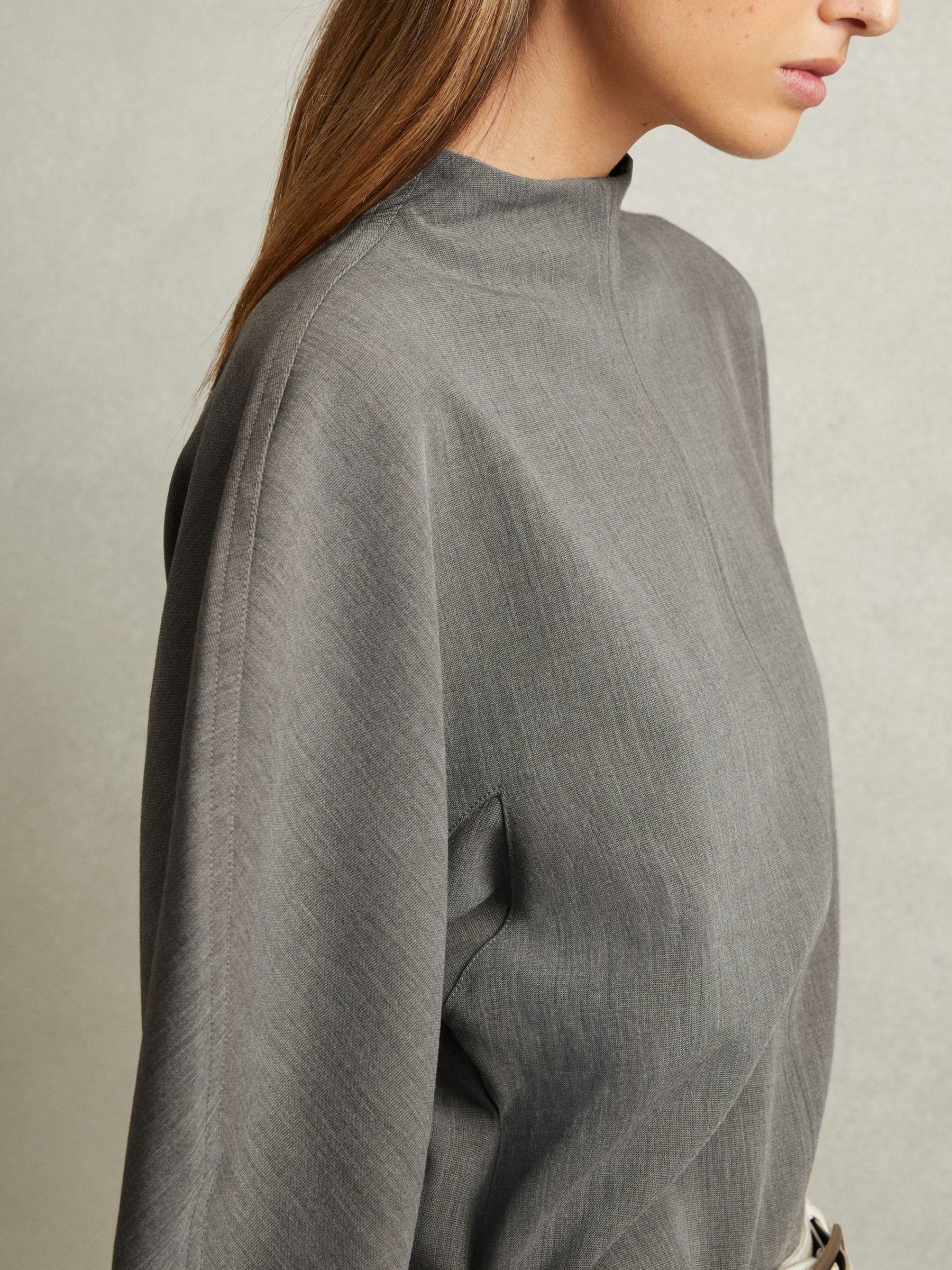 Sculpted High Neck Top in Grey Product Image