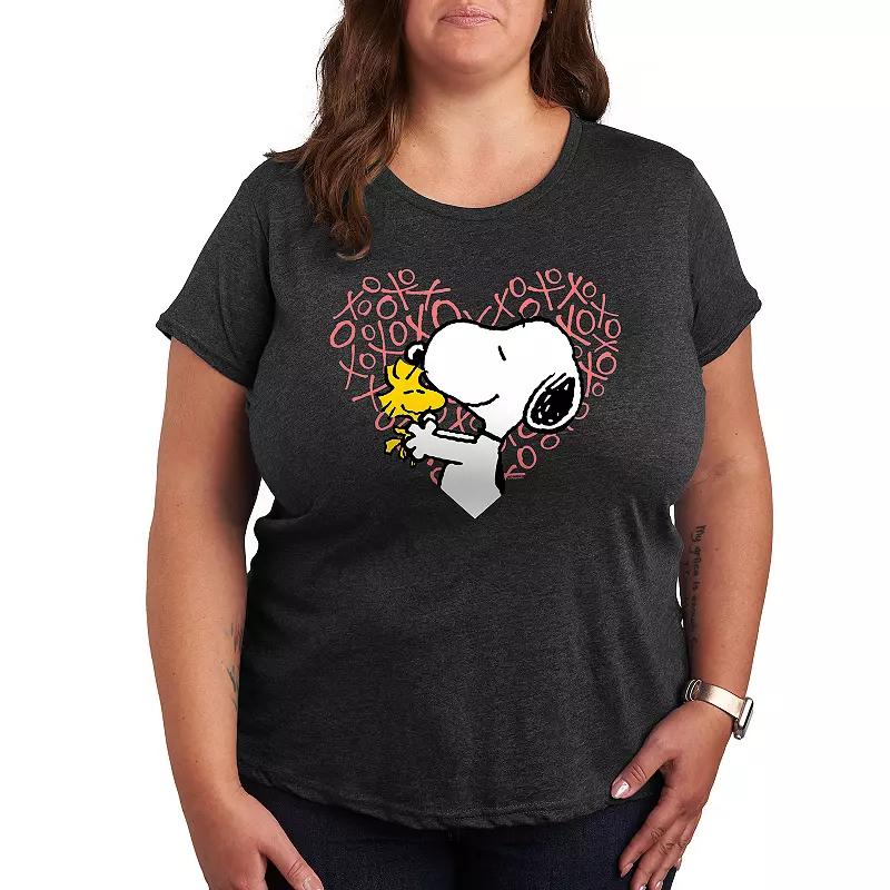 Plus Peanuts Snoopy & Woodstock XO Heart Graphic Tee, Women's,  Product Image