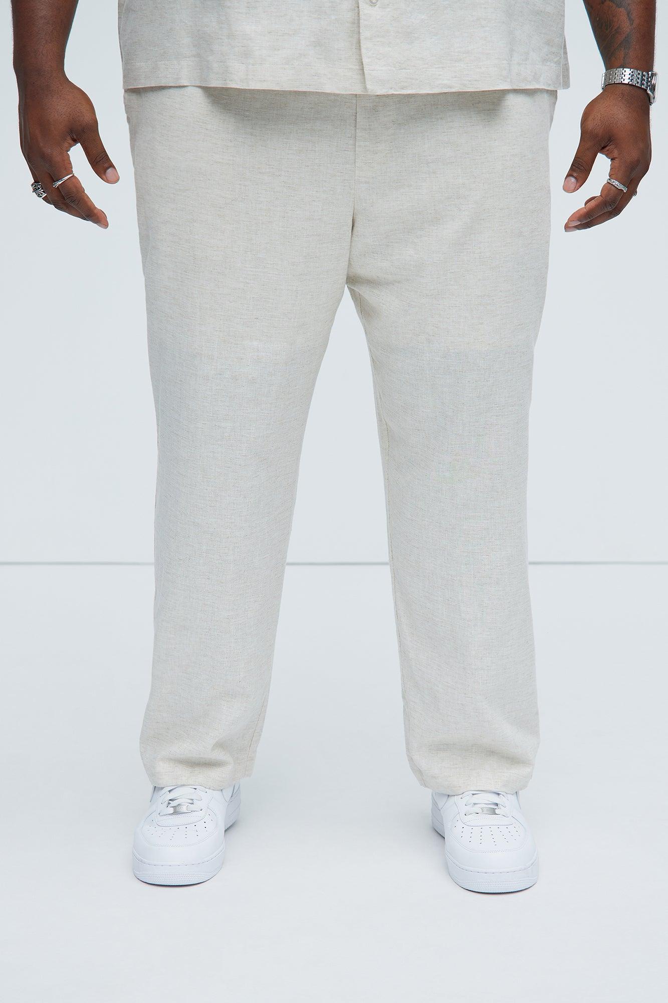 Bahamas Straight Linen Pants - Oatmeal Product Image
