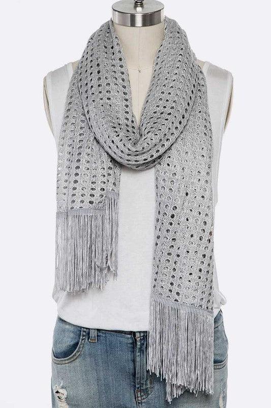 Lurex Tassel Cotton Blend Large Shawl Scarf Product Image