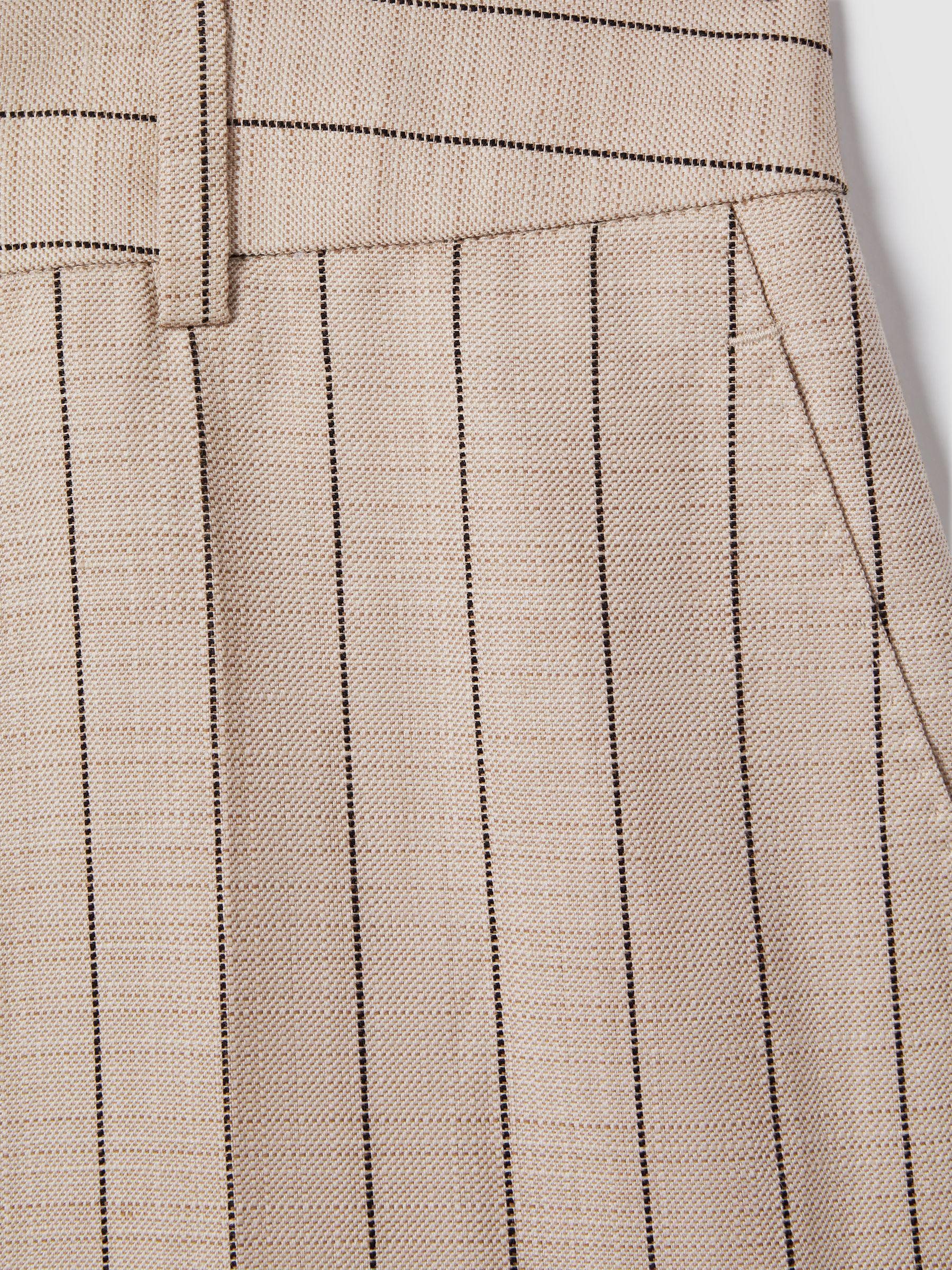 Wool Blend Striped Wide Leg Trousers in Neutral Product Image