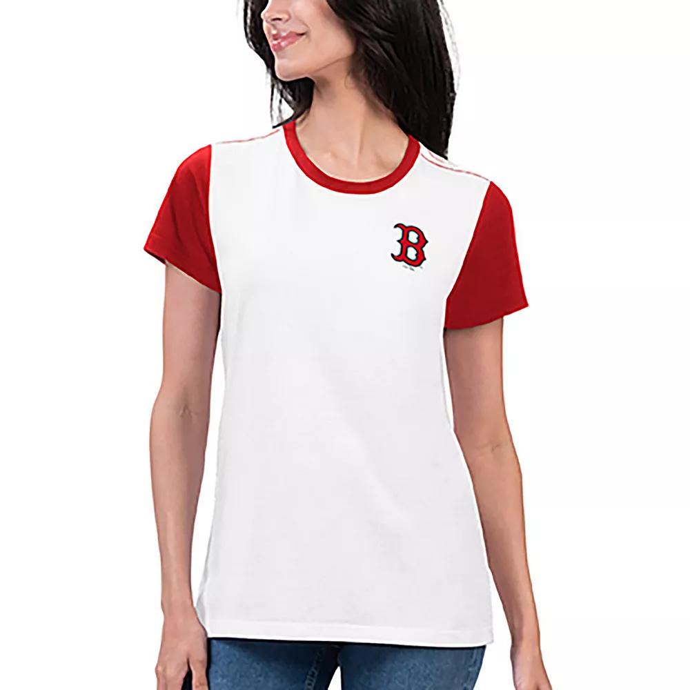 Women's G-III 4Her by Carl Banks White Boston Red Sox Illustration Ringer T-Shirt, Size: Large Product Image