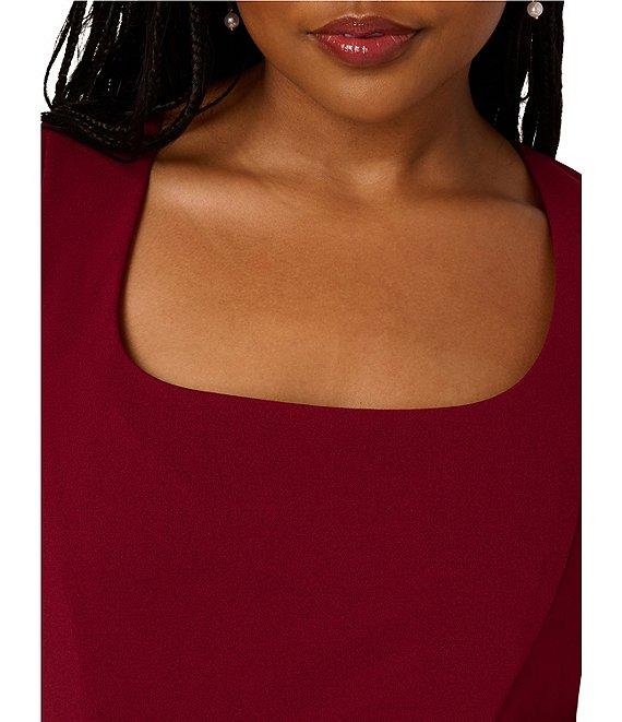 Adrianna Papell Plus Size Novelty Knit 3/4 Bell Sleeve Crepe Sheath Dress Product Image