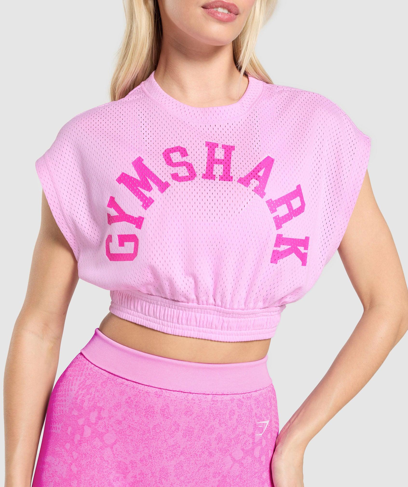 Gymshark Mesh Graphic Crop Top - Sour Pink Female Product Image