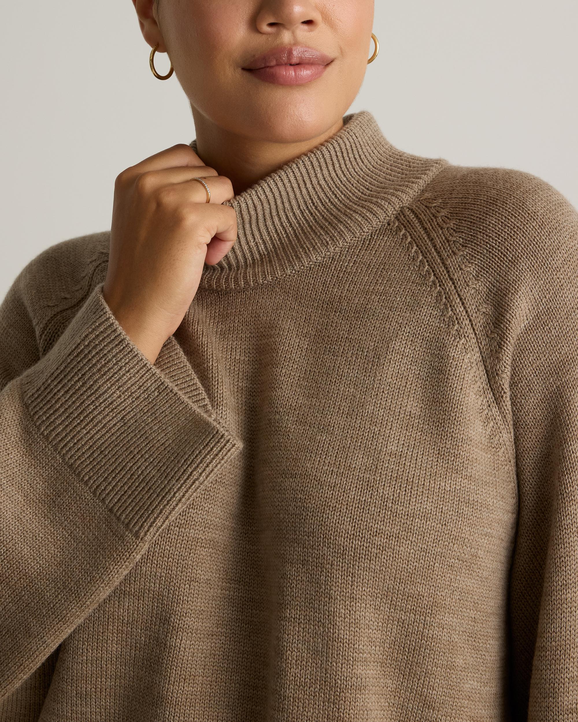 Quince | Women's Australian Merino Wool Cropped Mock Neck Sweater Product Image