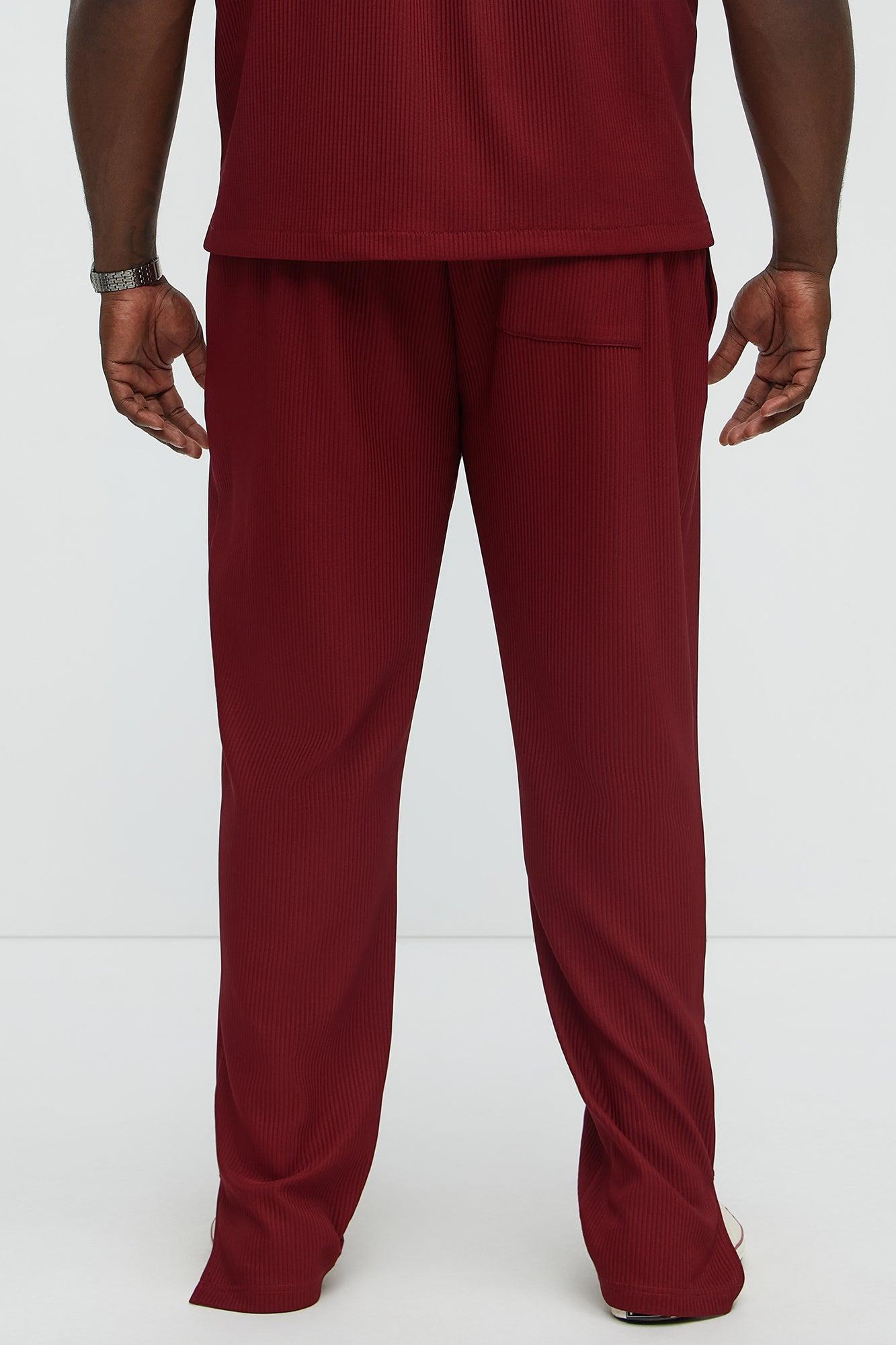 Show Up Slim Slit Pants - Burgundy Male Product Image