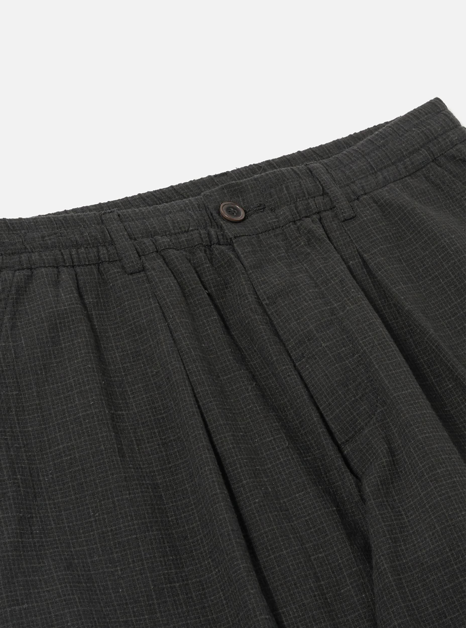 Universal Works Pleated Track Pant in Charcoal Fine Linen Mix Product Image