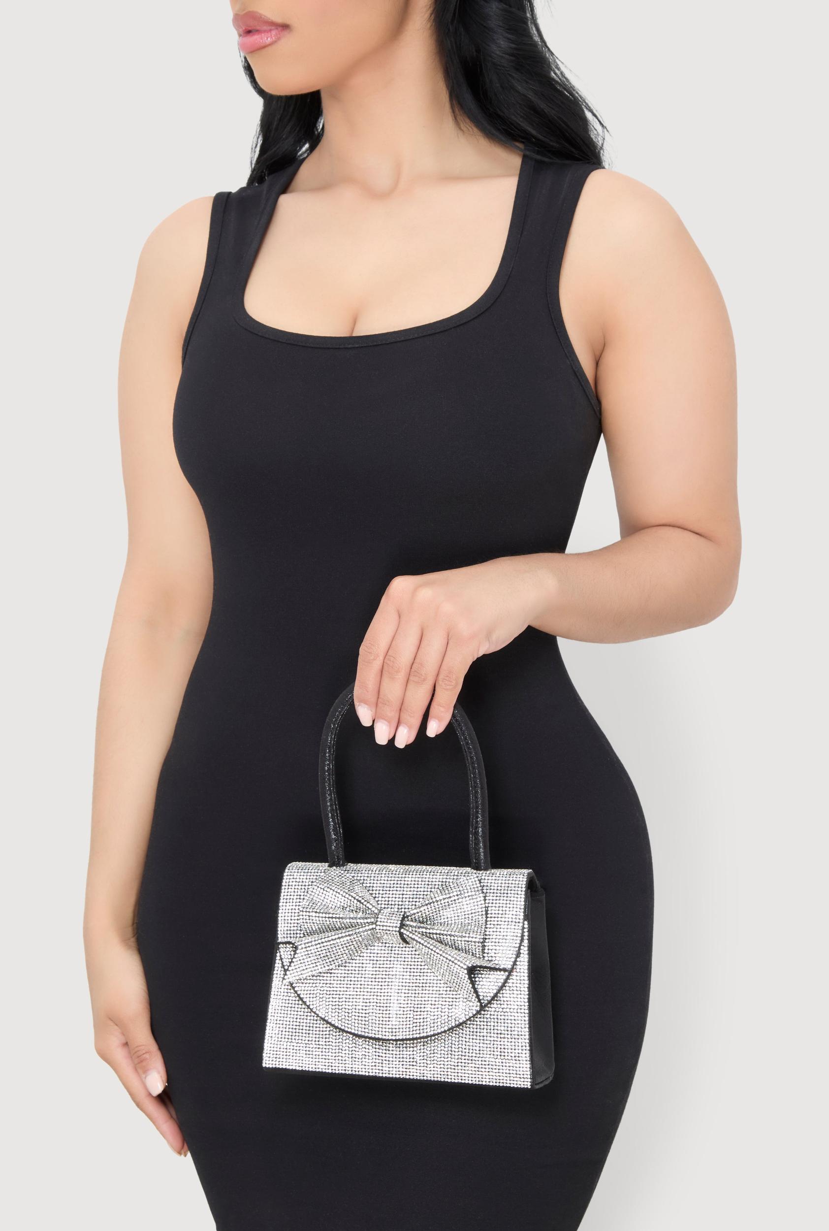 Rhinestone Bow Top Handle Handbag Female Product Image