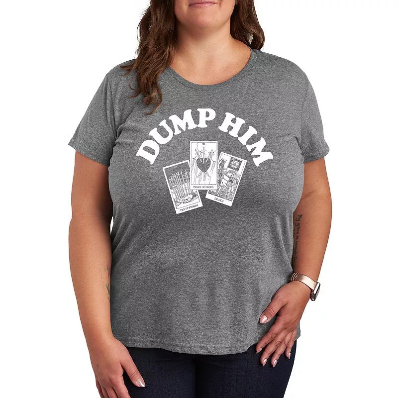 Plus Size Dump Him Tarot Graphic Tee, Womens Grey Dark Red Product Image