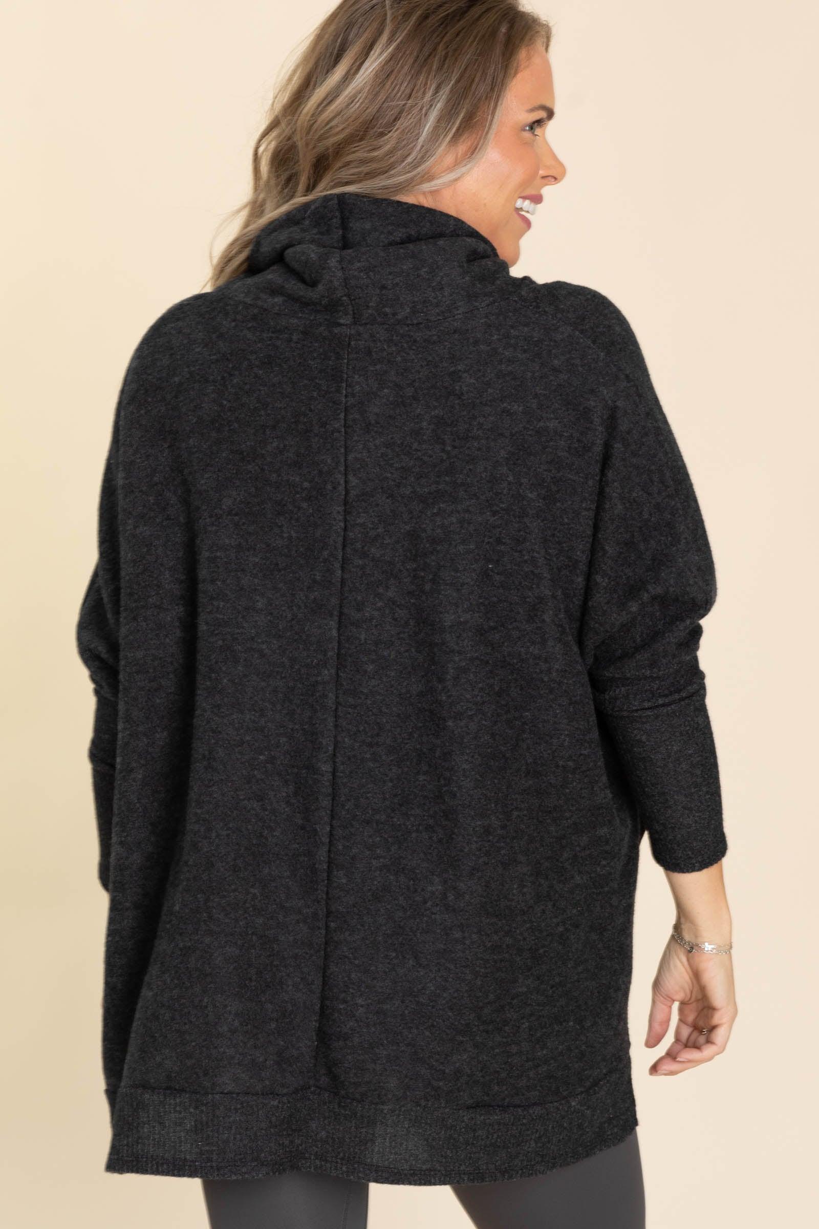 Cowl Neck High-Low Knit Tunic Top Product Image