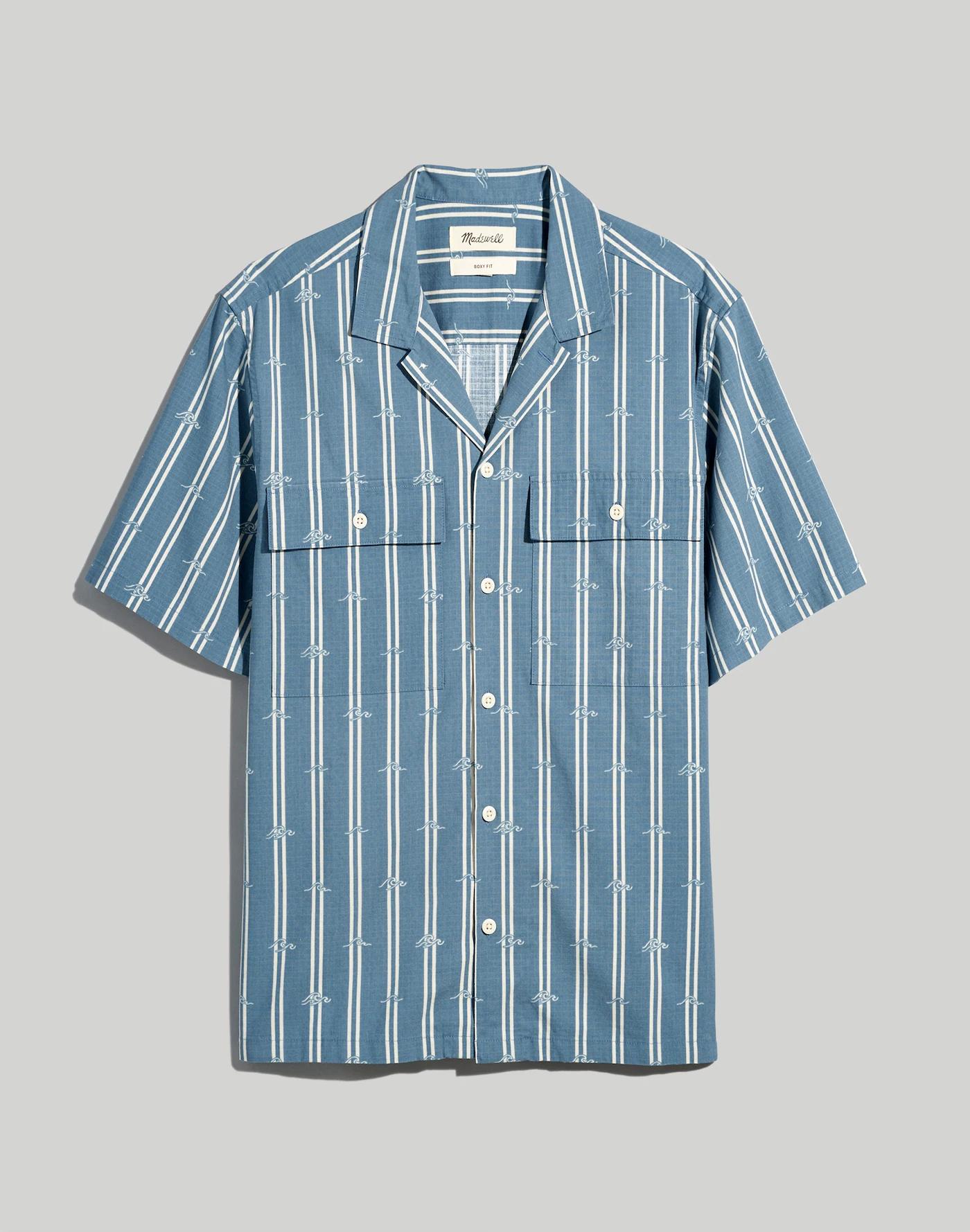 Boxy Short-Sleeve Shirt in Wave Print Product Image
