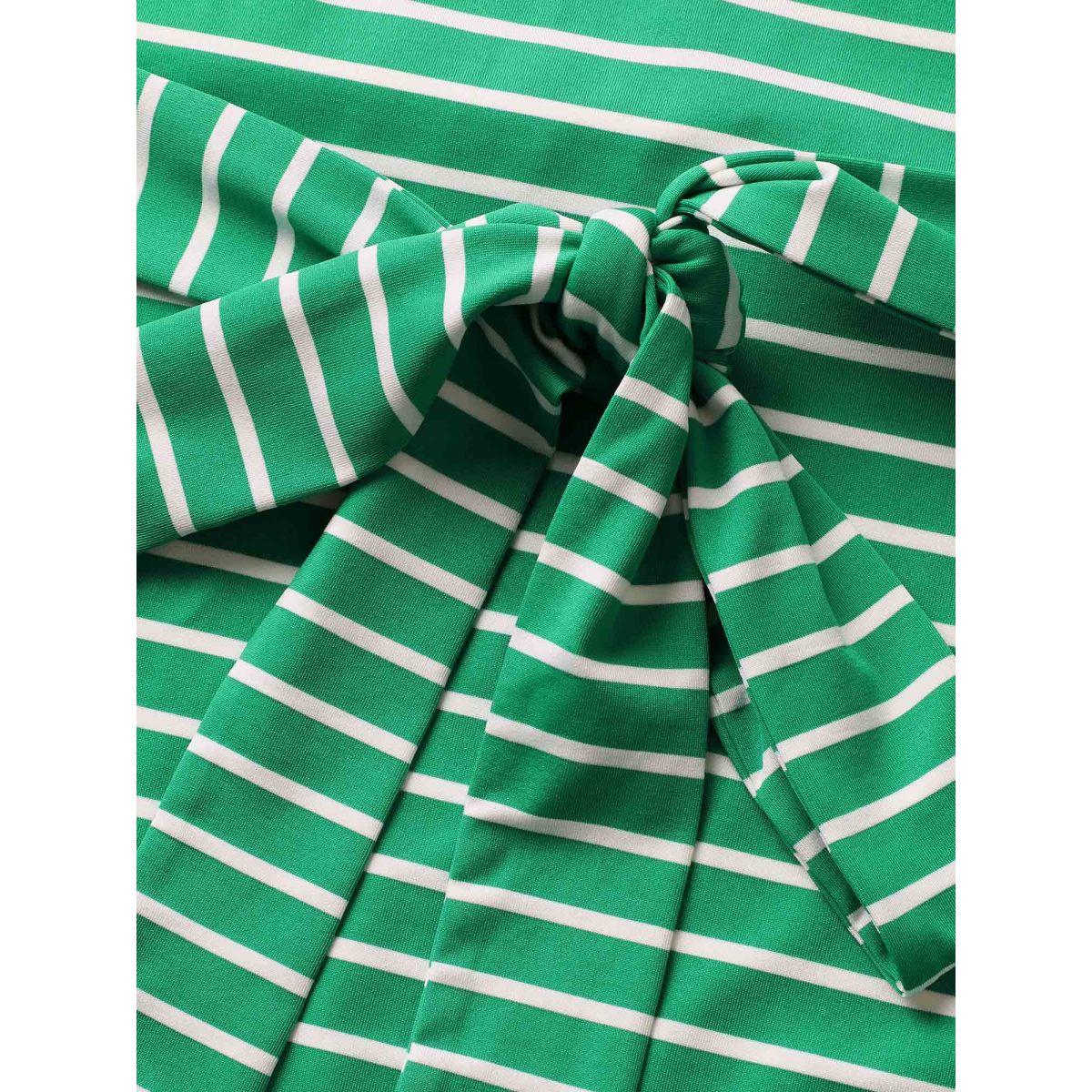 Plus Size Striped Contrast Trim Belted Tank Dress Malachitegreen Women Casual Belted V-neck Sleeveless Curvy BloomChic 10/M Product Image