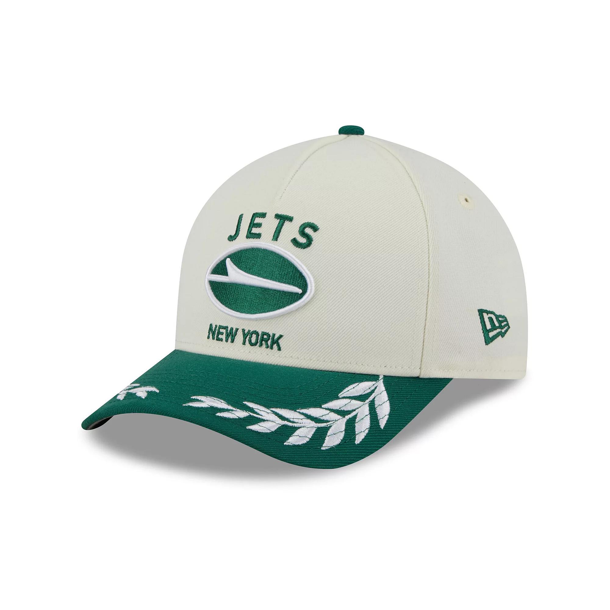 Men's New Era Cream/Green New York Jets 2025 NFL Draft 9FORTY A-Frame M-Crown Adjustable Hat, Beige Product Image