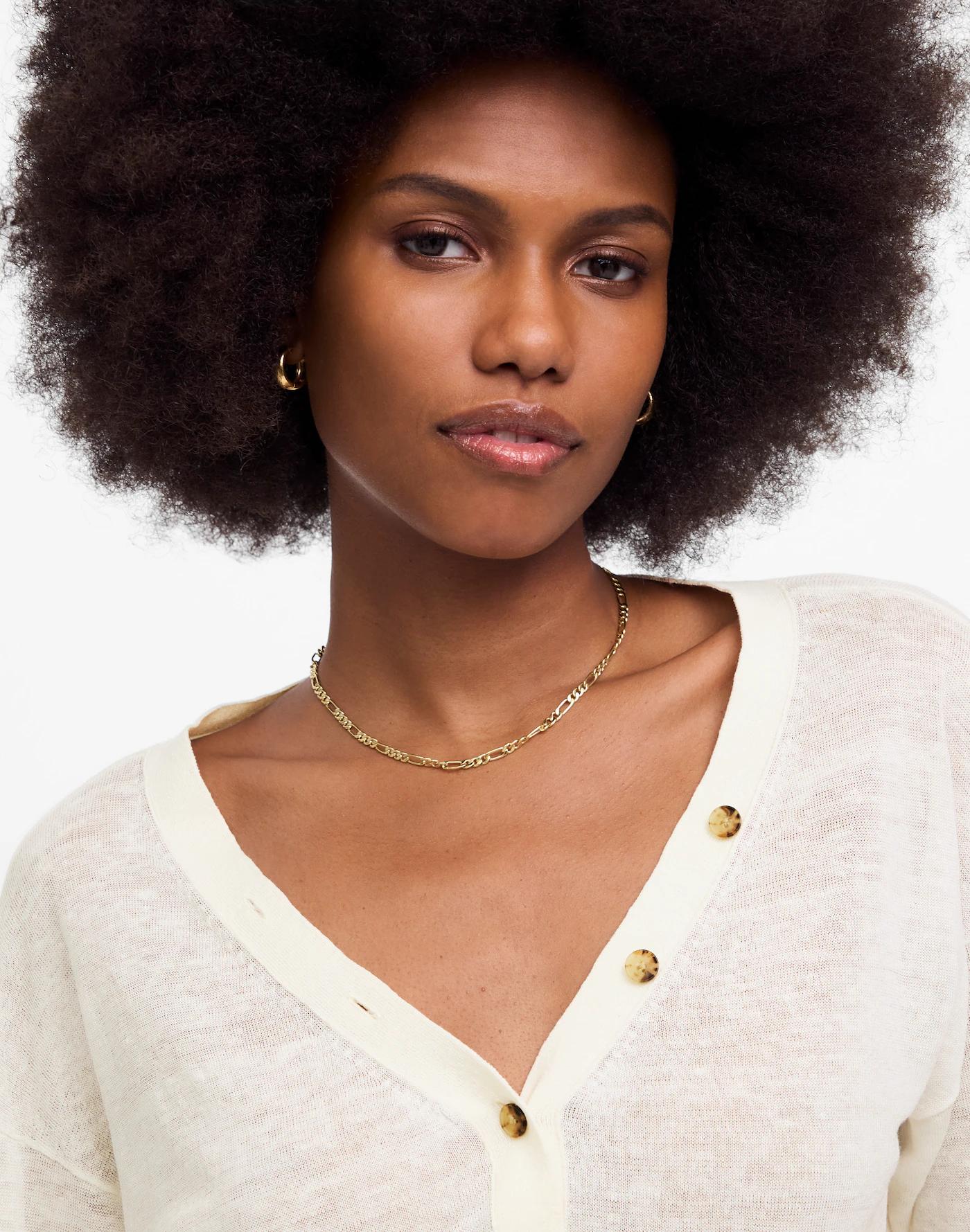 Linen-Blend V-Neck Cardigan Product Image