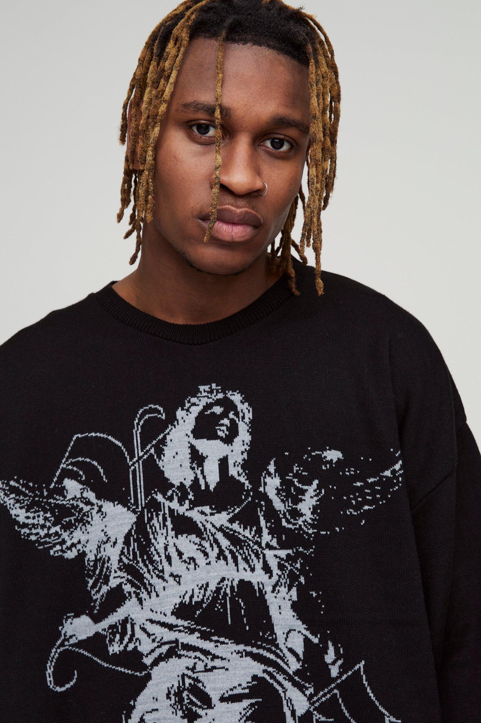 Tall Renaissance Boxy Oversized Knitted Sweater | boohooMAN USA Product Image