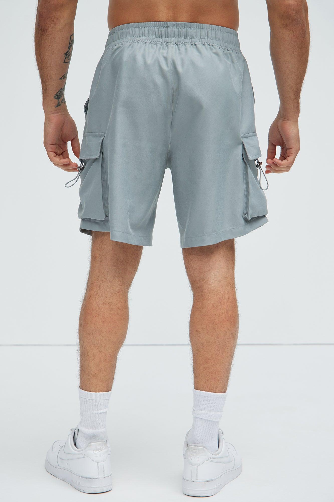 Keep It Coming Cargo Nylon Shorts - Grey Product Image