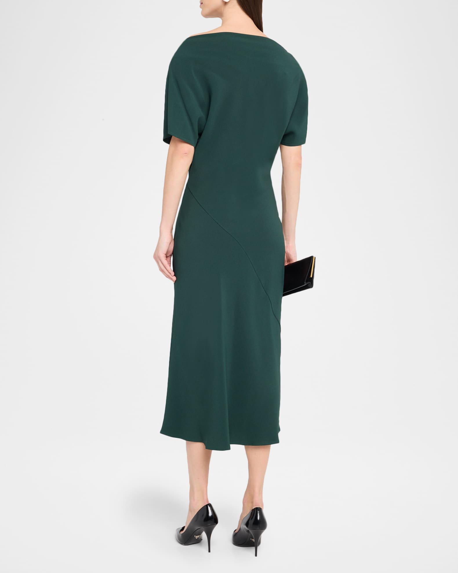 High-Neck Short-Sleeve Midi Dress Product Image