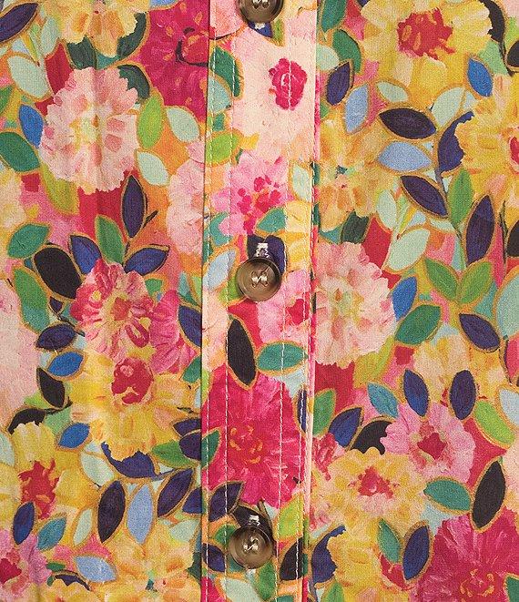 Tru Luxe Jeans Floral Point Collar 3/4 Balloon Sleeve Blouse Product Image