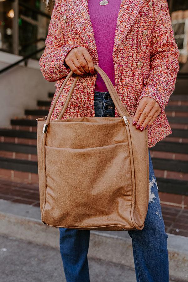 Never Pretend Faux Leather Tote In Tan Product Image