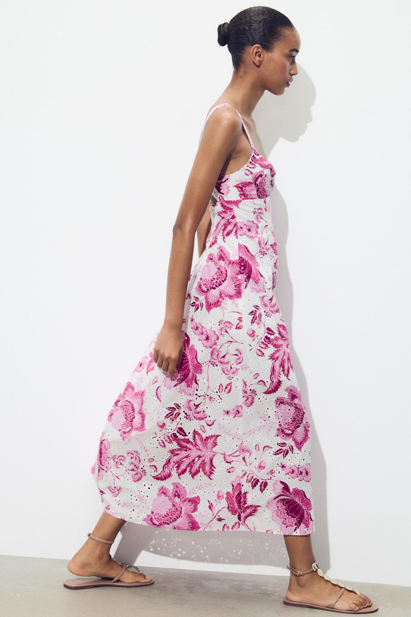 PRINTED DRESS WITH OPENWORK EMBROIDERY Product Image