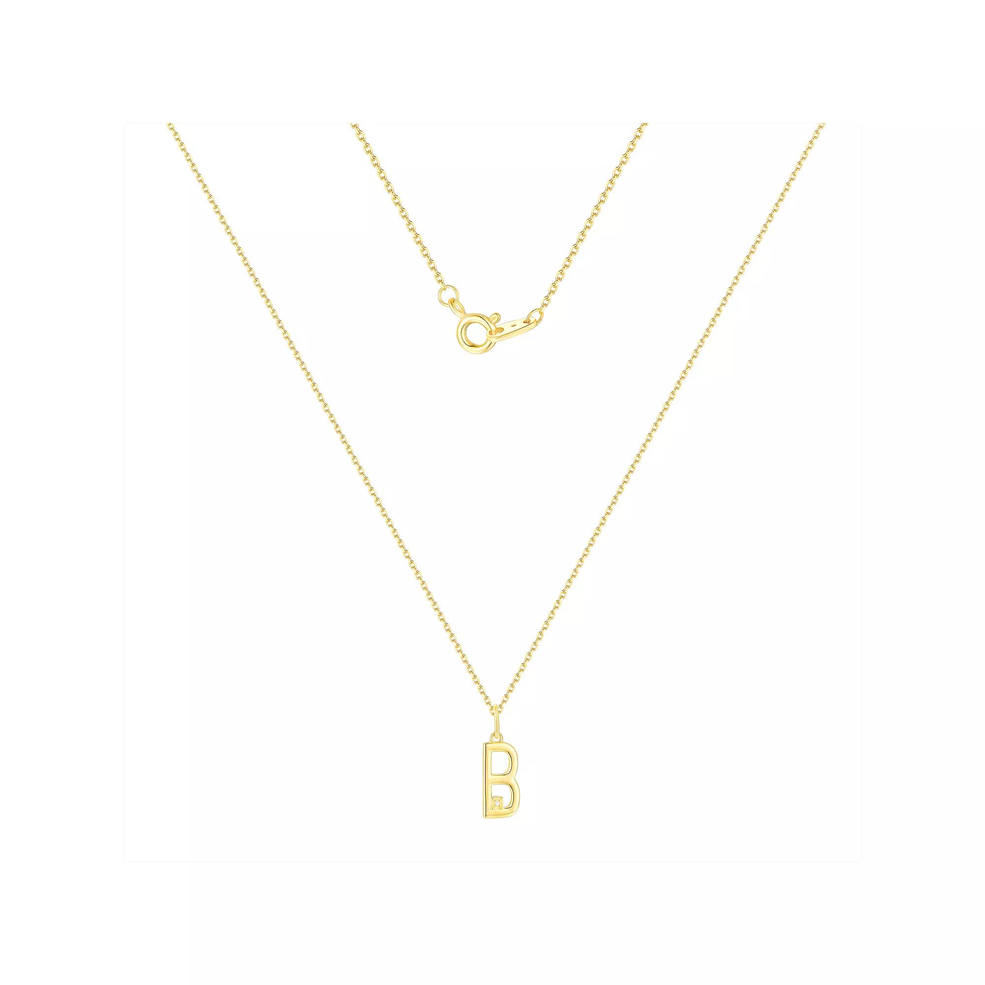 Forever Radiant Diamond Accent Initial Pendant Necklace, Women's, Size: 18", Gold Tone B Product Image