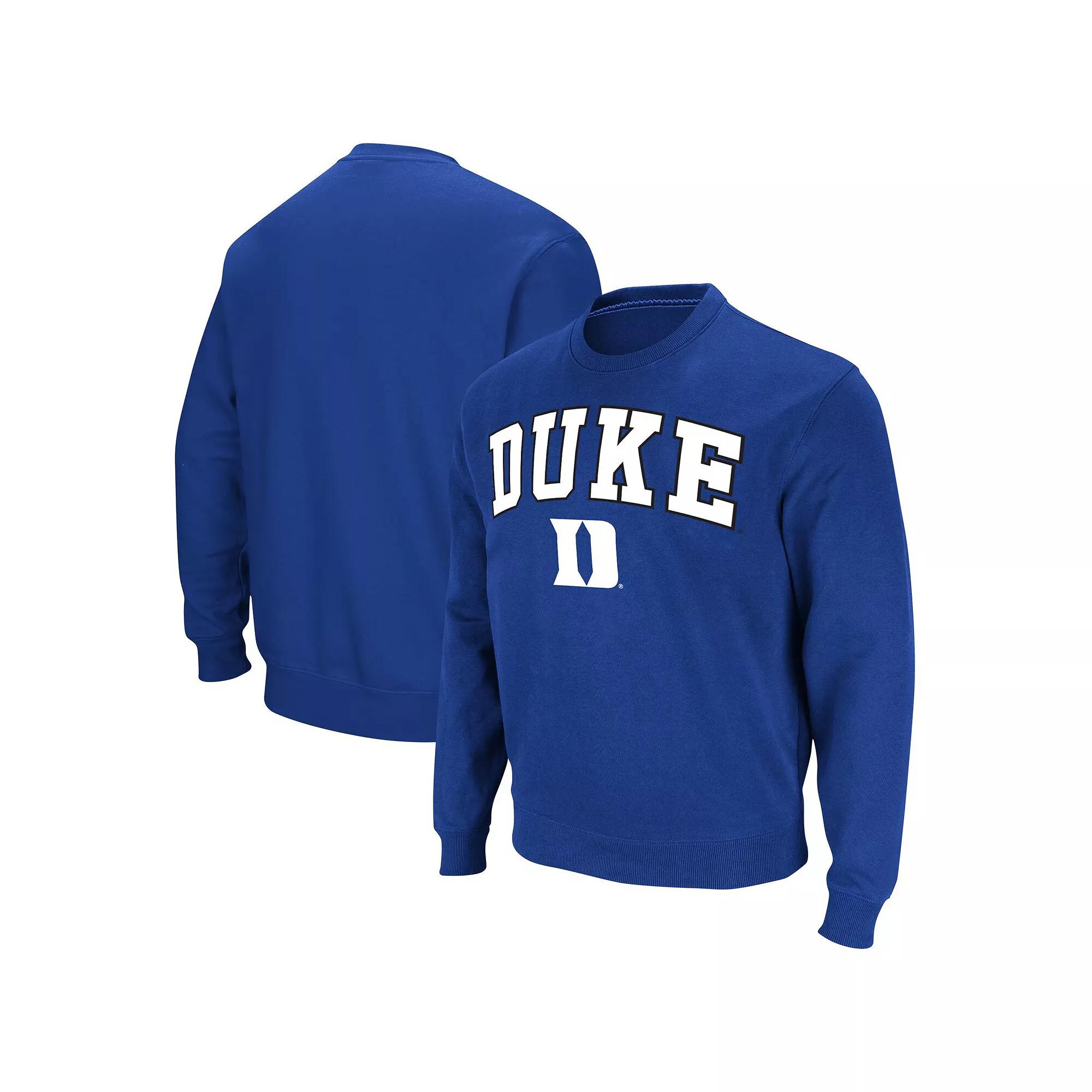 Men's Colosseum Royal Duke Blue Devils Arch & Logo Pullover Sweatshirt,  Product Image