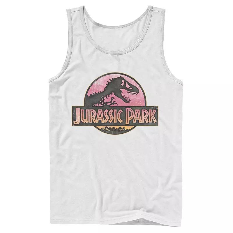 Men's Jurassic Park Neon Sign Fossil Logo Tank Top,  Product Image