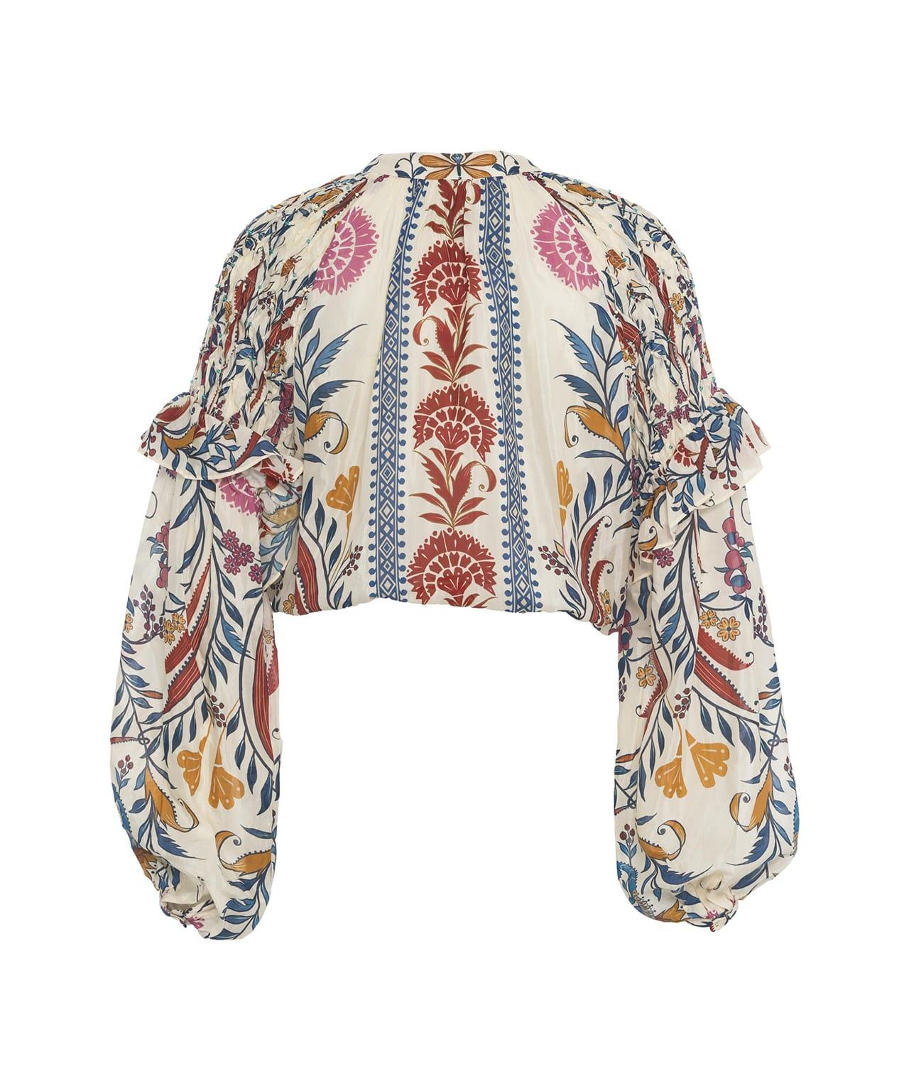Short blouse with floral pattern Product Image