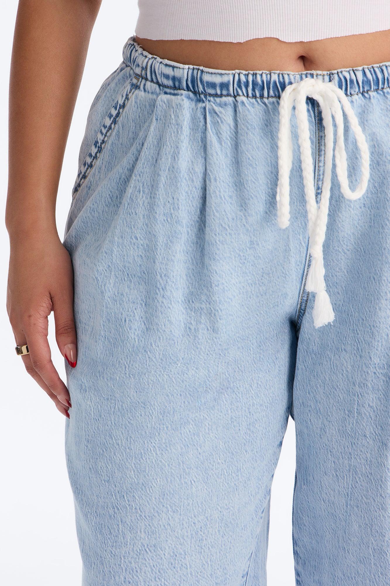 Bahama Babe Low Waist Pull On Jeans - Light Wash Female Product Image