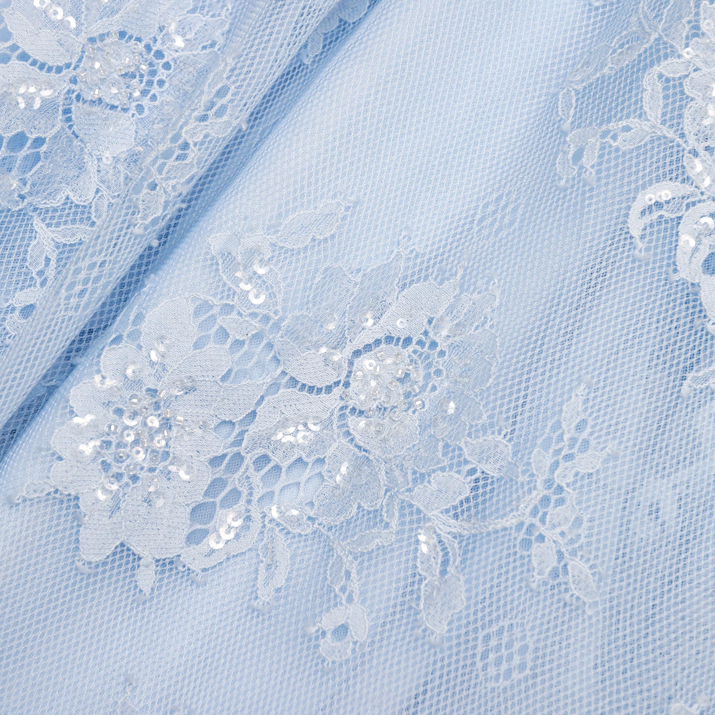 Blue Embellished Lace Kaftan Product Image
